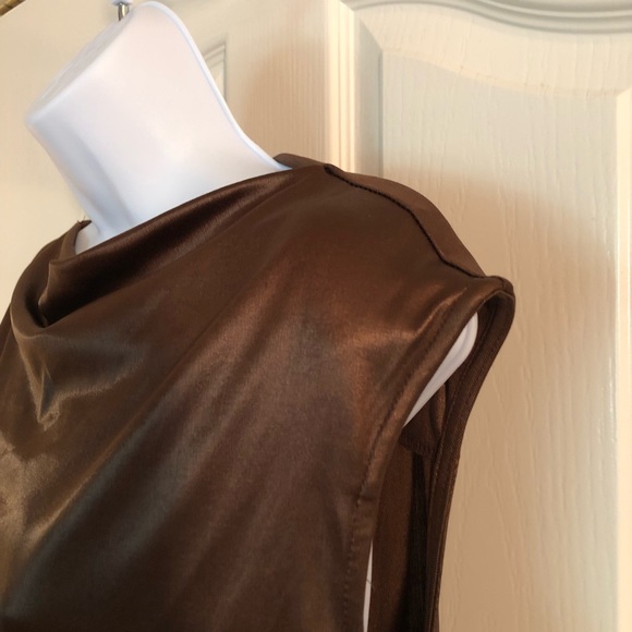 2/$15 Bobeau Brown Satin Drape Top - Picture 3 of 4